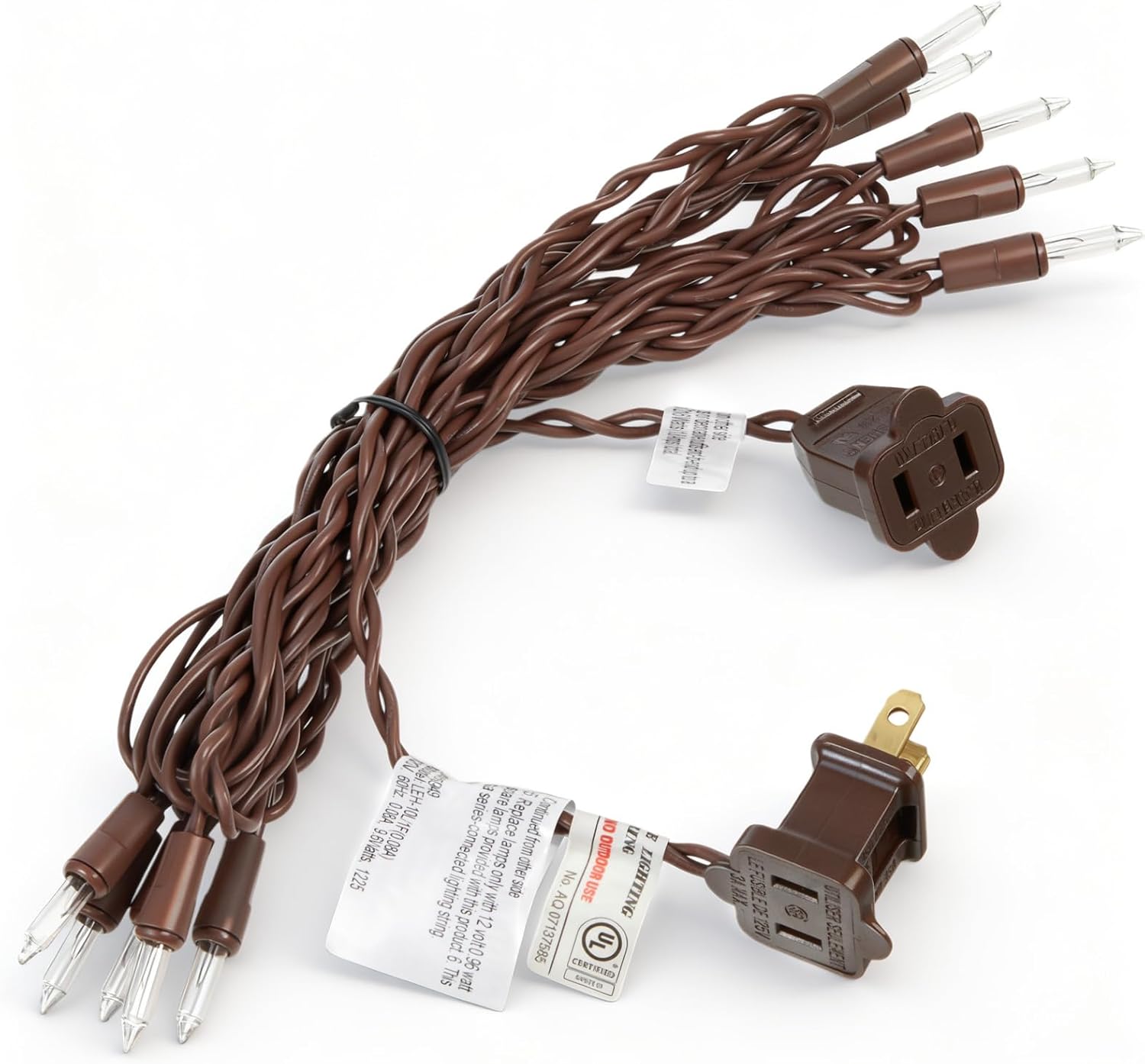 Mini Christmas Lights String Warm White Vintage Short Strand String Lights, Clear Bulbs Wire Fit Light up Christmas Decorations(10 Bulbs Connectable,8ft,Brown)