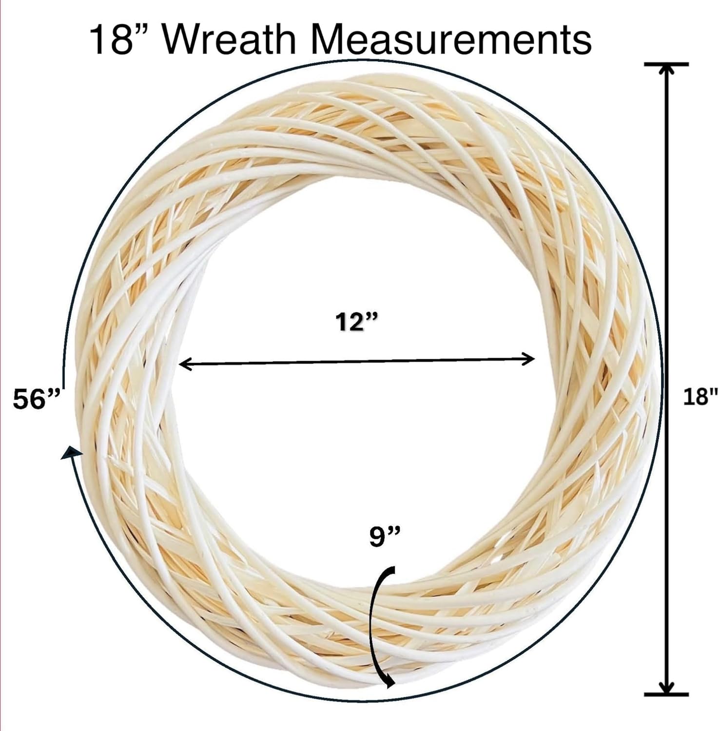 Grapevine Wreath – 18 Inch Round Handcrafted Twig Wreath – Natural Wooden Garland for Door, Wall, or Wedding Decoration Natural Color