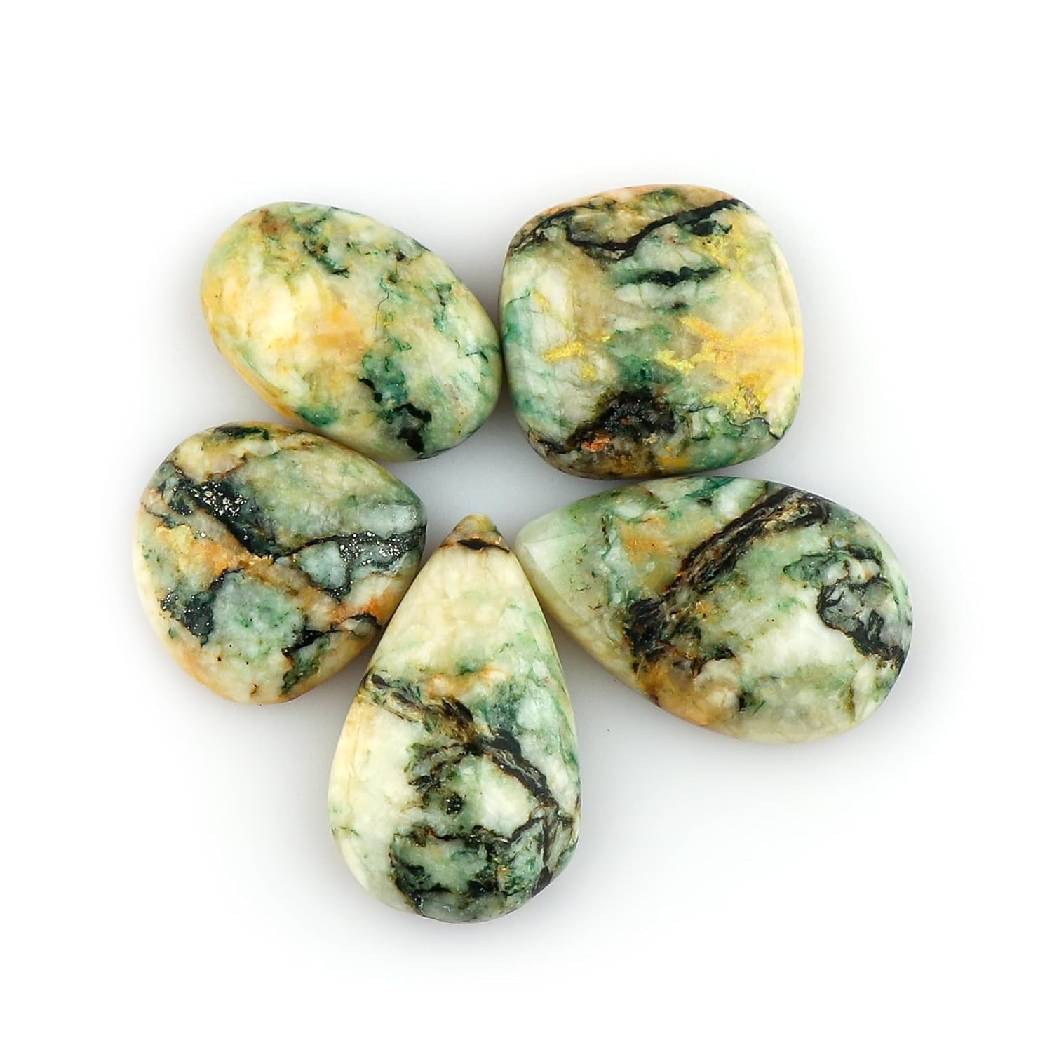 CRYSTALIS 5pcs Natural Dolomite Loose Gemstone Wholesale Bulk Cabochons Jewelry Making Supply, Chakra Healing Polished Stones, Wire Wrapping, DIY, Gem Collection, Mix-Shape