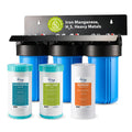 iSpring 3-Stage Whole House Water Filter System, Reduces Iron, Manganese, Hydrogen Sulfide, Heavy Metals, Chlorine, Sediments, 10” x 4.5” Filters, 1” Inlet/Outlet, Model: WGB31B-MKS