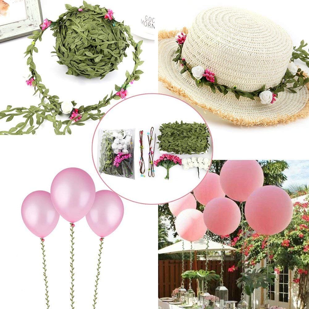 66 ft Leaf Ribbon, Artificial Eucalyptus Garland Rattan Leaf String, Decorative Jungle Wild Plant Green, Suitable for Baby Shower Home Wedding Party Balloon Garland Wreaths DIY Christmas Craft