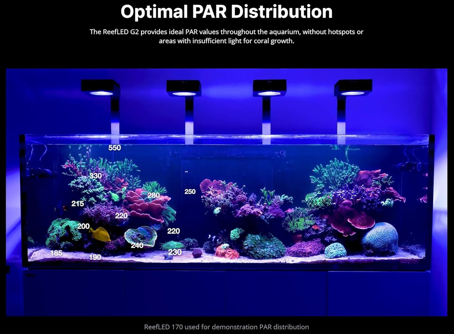 Red Sea ReefLED G2 170 Watt Saltwater Aquarium Light Reef | ReefBeat App Controlled for Fish Tank LED Lights for Corals Reef Marine
