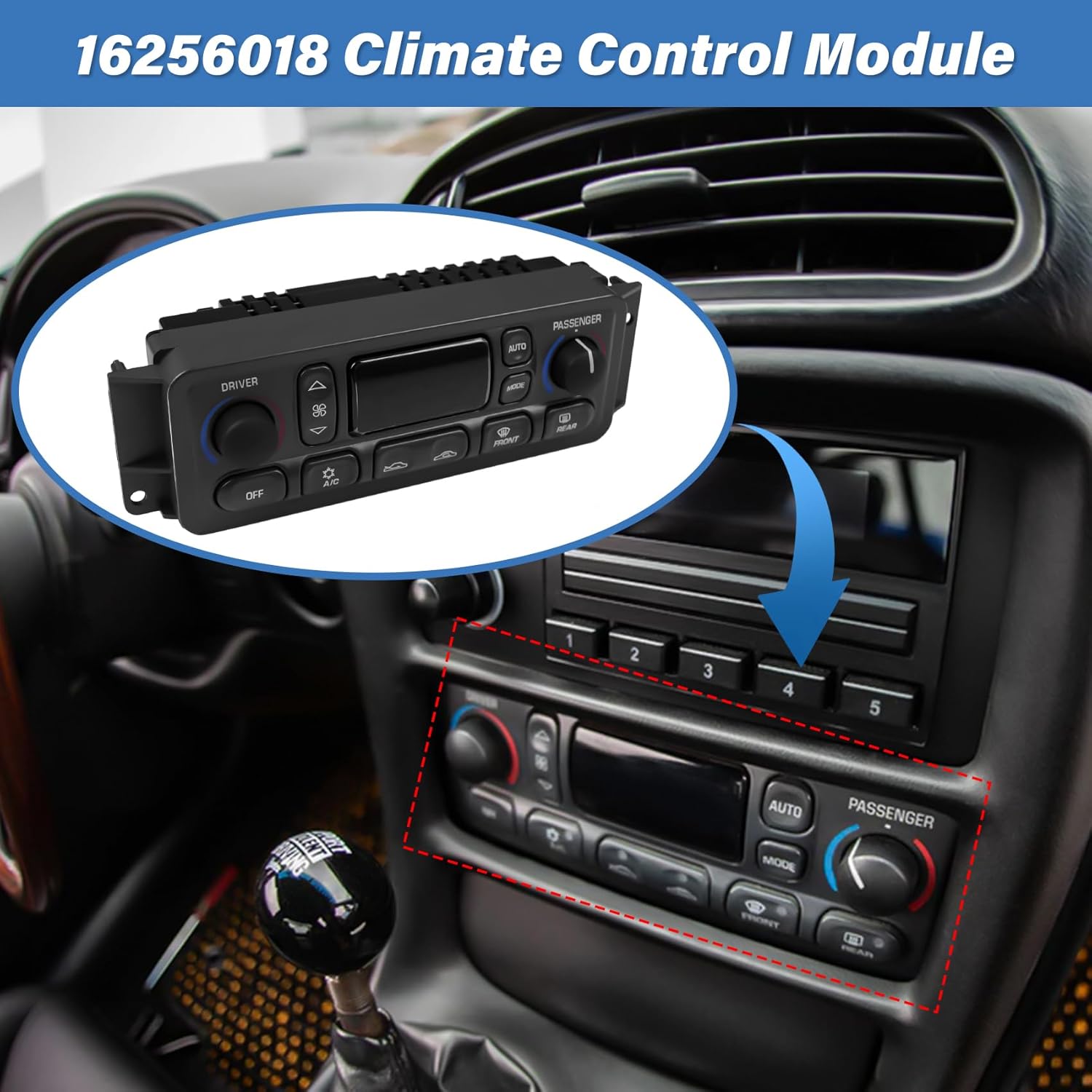 16256018 A/C Heater Climate Control Module Panel Switch for 1997-2004 Chevy Corvette C5 5.7L, Electronic Dual A/C Temperature Controller, OE# 09352181, 16254311, 1626603, 10345293, 09380441, 162660