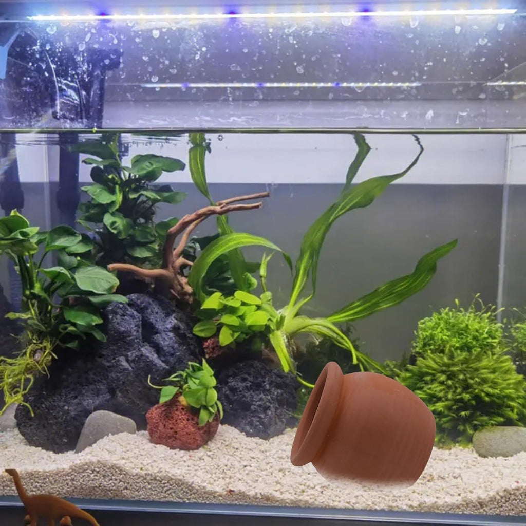 PENCK Betta Hide Ceramic Jar Ornament Aquarium Decorations Fish Tank Accessories Decor Hideaway Cave Hideout for Amano Shrimp Cichlid Bonsai to Play Spawn and Rest (Large)