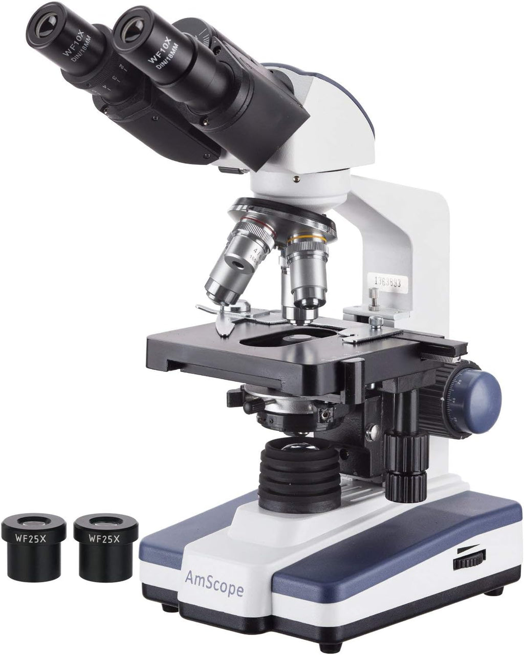 AmScope B120 Series Student & Professional LED Binocular Compound Microscope - 40X-2500X Magnification - Includes 1MP USB Camera & Siedentopf Head