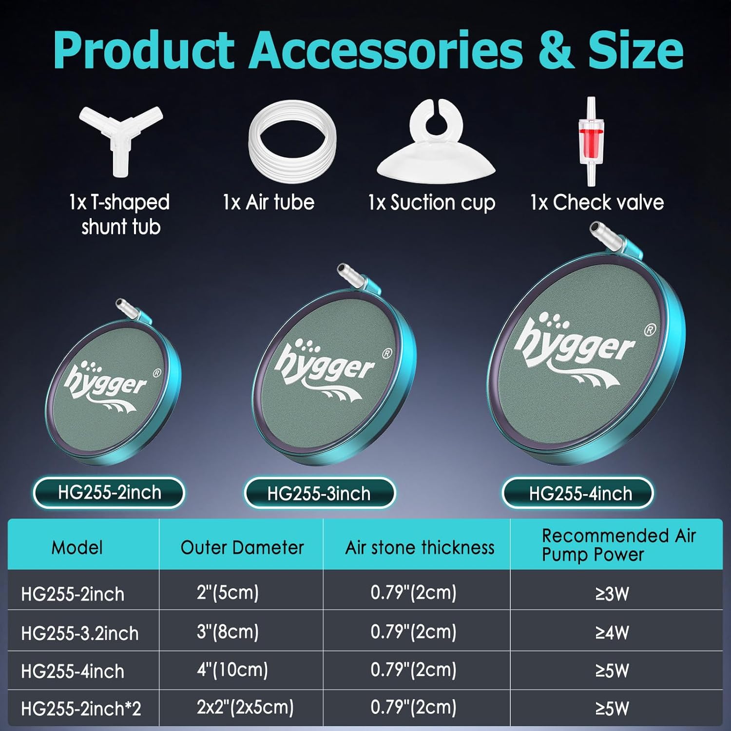 hygger Aquarium Air Stone 4 Inch, Fish Tank Bubbler Stone, Air Bubble Aerator Oxygen Diffuser, Air Pump Accessories for Aquariums, Fish Tanks, Hydroponics and Ponds