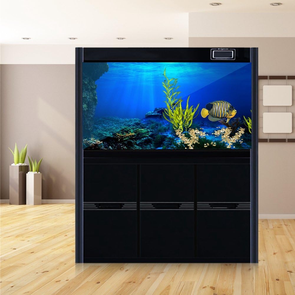 GOTOTOP Aquarium Background 3D Self Adhesive Aquarium Poster, Fish Tank Background Decoration Seaworld Poster Underwater Decor(61x30cm)