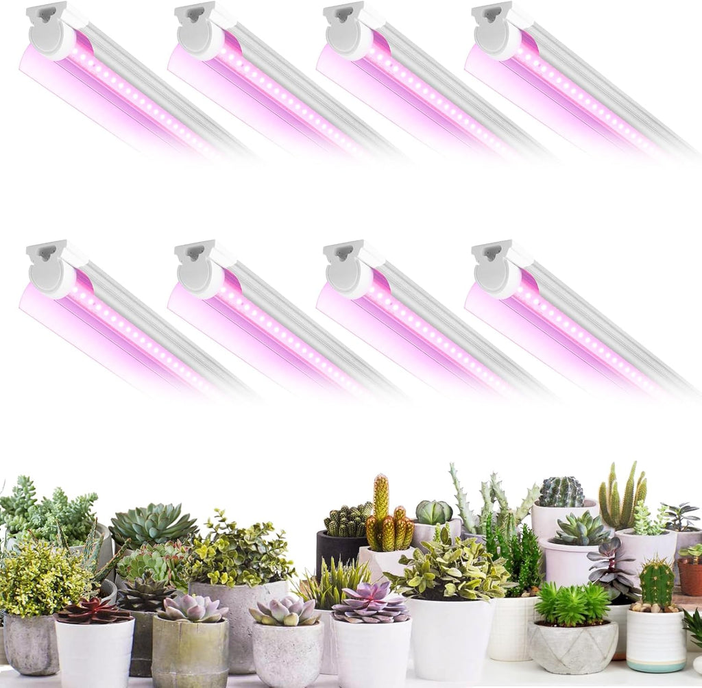 8 Pack LED Grow Light 4FT, Upgrade 336W(8×42W) High Intensity Full Spectrum Indoor Grow Lights with High PPFD Value, T8 Grow Lights for Indoor Plants, Seed Starting, Succulent, Vegetables
