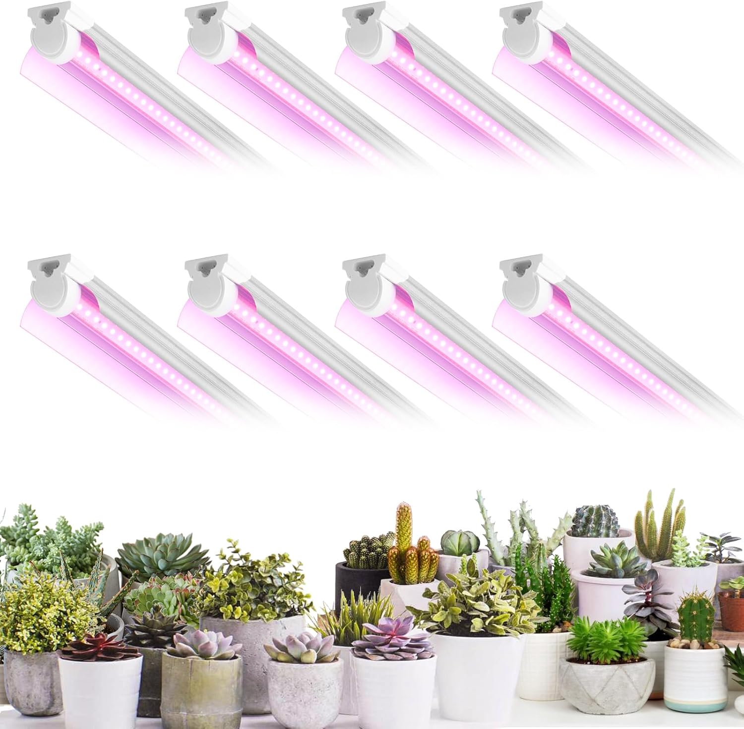 8 Pack LED Grow Light 4FT, Upgrade 336W(8×42W) High Intensity Full Spectrum Indoor Grow Lights with High PPFD Value, T8 Grow Lights for Indoor Plants, Seed Starting, Succulent, Vegetables