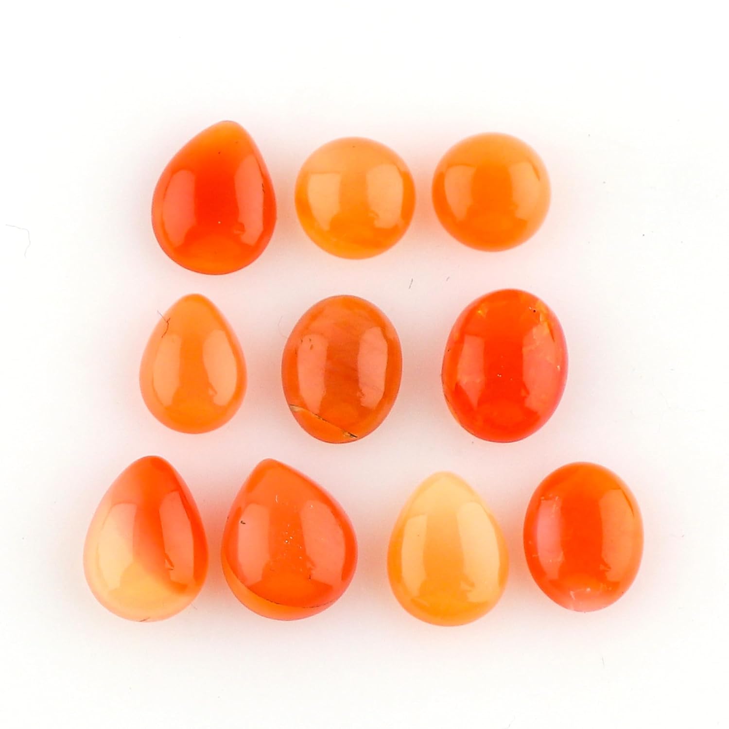 CRYSTALIS 10pcs Natural Mexican Opal, Loose Gemstone, Wholesale Bulk Cabochons, Jewelry Making Supply, Chakra Healing Polished Stones, Wire Wrapping, DIY, Gem Collection, AA+ Grade