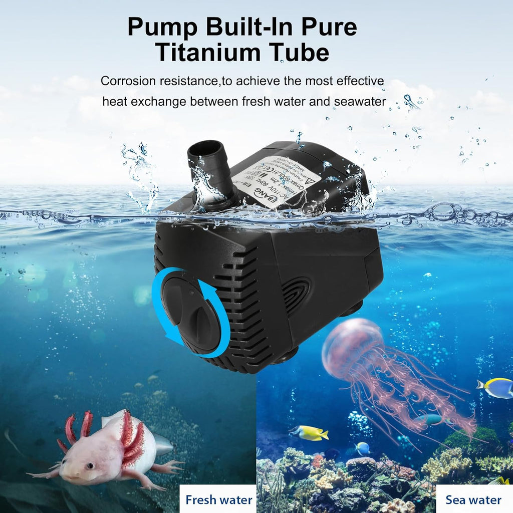 79 Gal Aquarium Chiller, 1/3 HP Fish Tank Water Chiller with Quiet Design Compressor, Refrigeration for Hydroponic System Axolotl Jellyfish Coral Reef 300L, Black