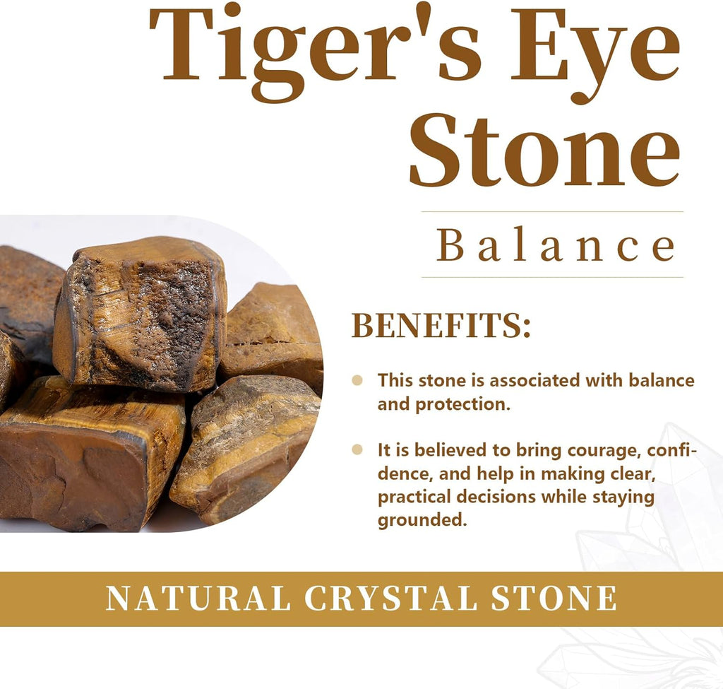 rockcloud Tiger's Eye Rune Stones Tumbled Engraved Lettering Crystal Set for Wicca Crystals Healing Chakra Reiki