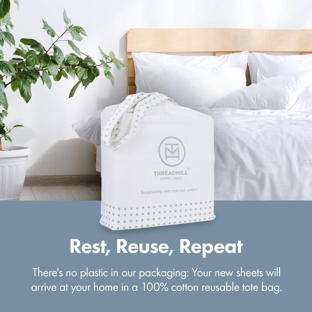 Threadmill 100% Cotton Sheets for Twin Size Bed - 600 Thread Count Twin Bed Sheets Set with 15” Deep Pocket - Damask Stripe Sateen Weave 3-Piece Bedding Set with Cooling Effect, Beige