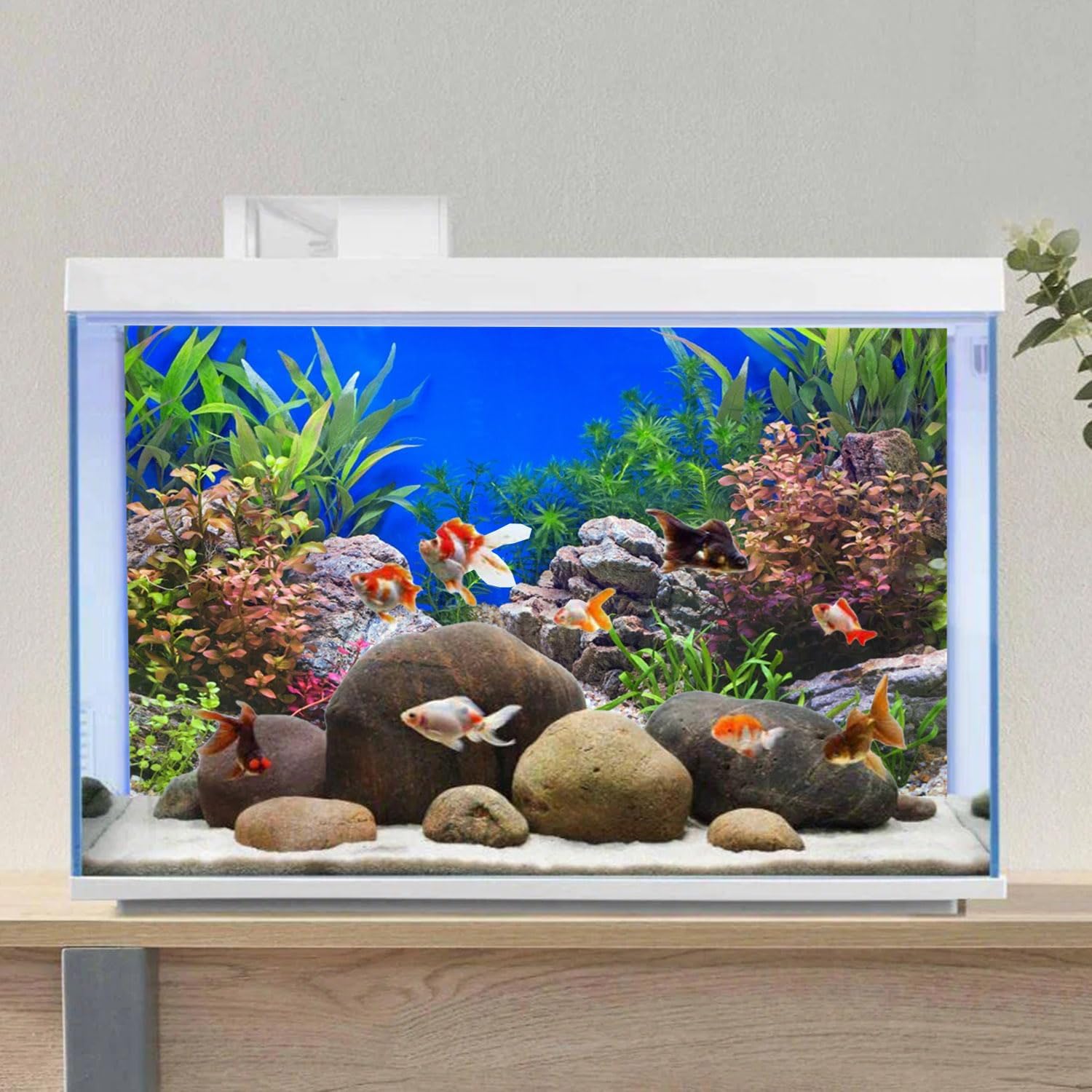 AWERT 36x18 inches Aquatic Plant Fish Tank Background Stone River Bed & Lake Aquarium Background Vinyl