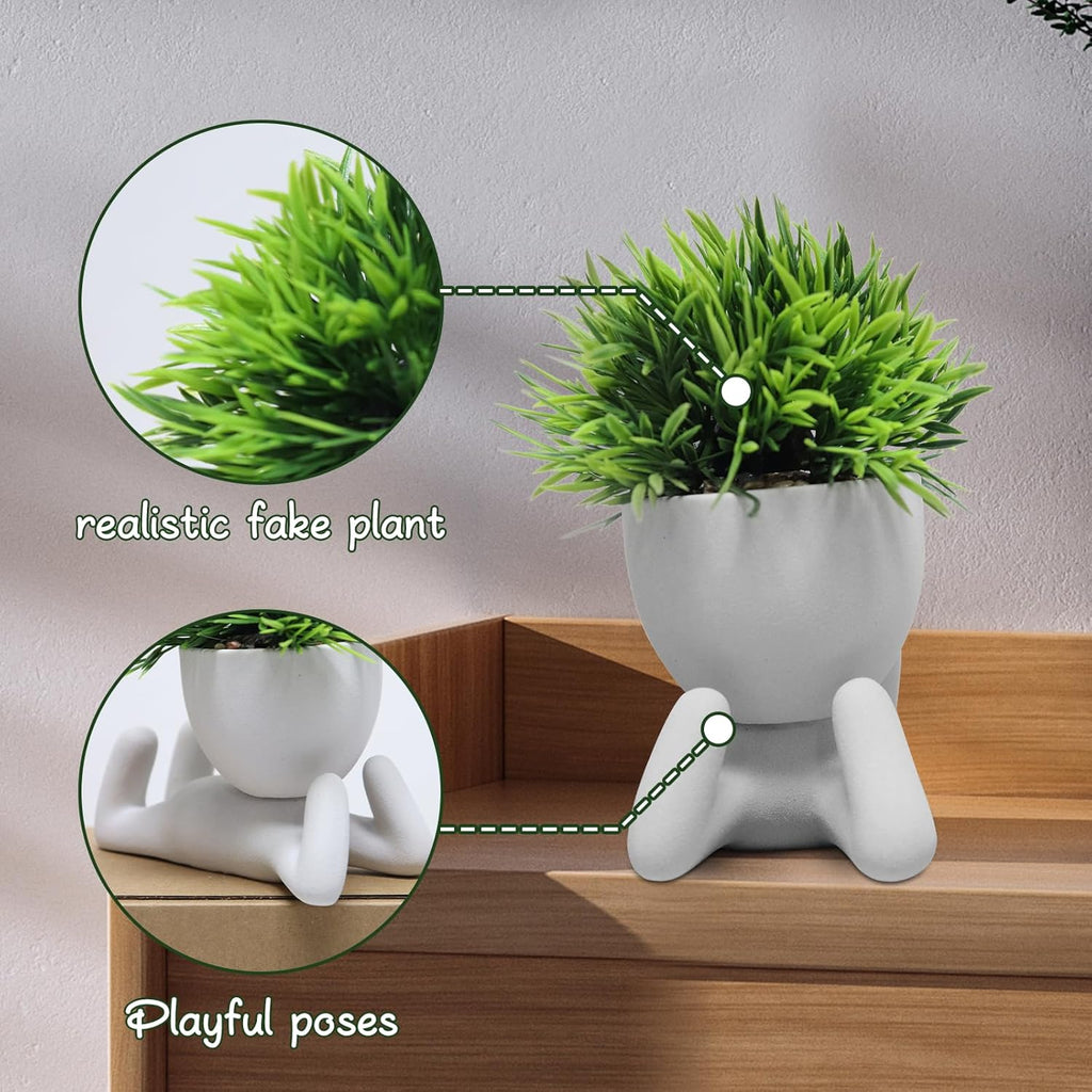 Zerzsy Faux Succulents in Cement Pots Potted Mini Fake Plants for Desk Decoration,Kitchen Shelf Decor, Office Decor for Women, Bathroom Shelf PlantDecor -Set of 1