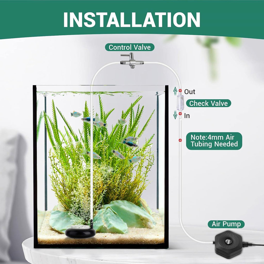 hygger Mini Aquarium Air Stone,Small Bubble Stone Fish Tank Oxygen Stone Ultra Silent Deep Dissolving Oxygen Diffuser Kit for Aquarium Fish Tank and Hydroponic