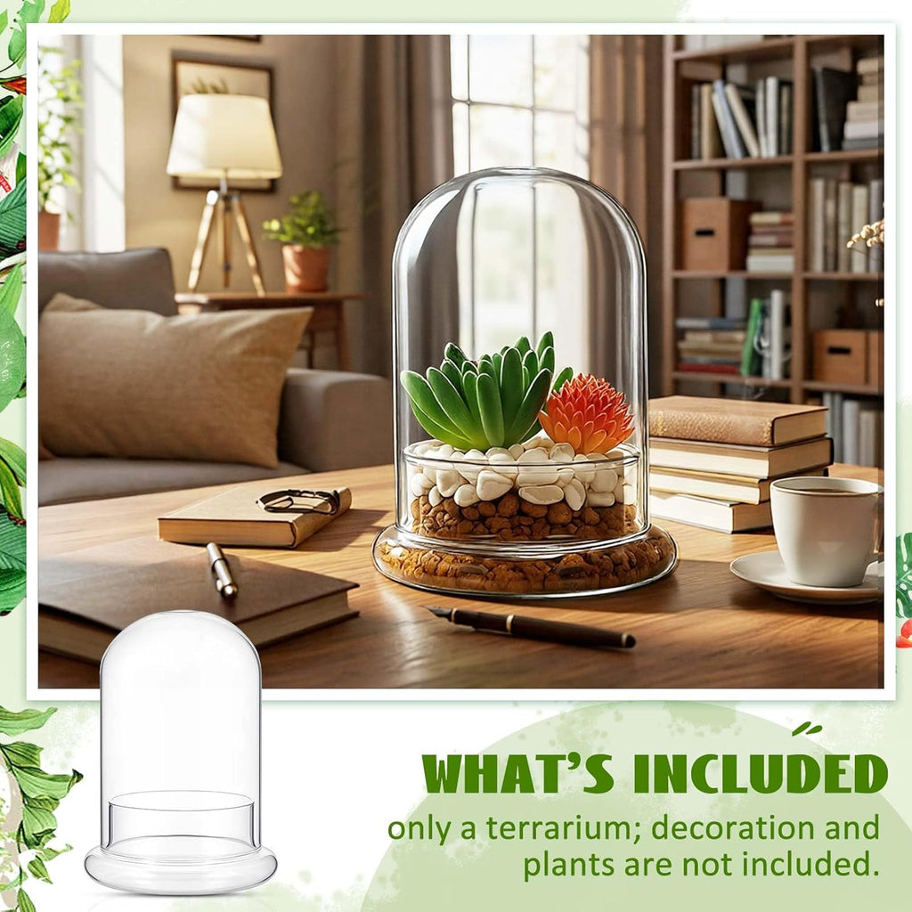 2 Pcs 4.7 x 6.3 Inch Glass Terrarium Clear Terrarium Planter Container Glass Dome Cloche with Airhole and Base for Plant Flower Home Tabletop Display Centerpiece, Plants Not Included