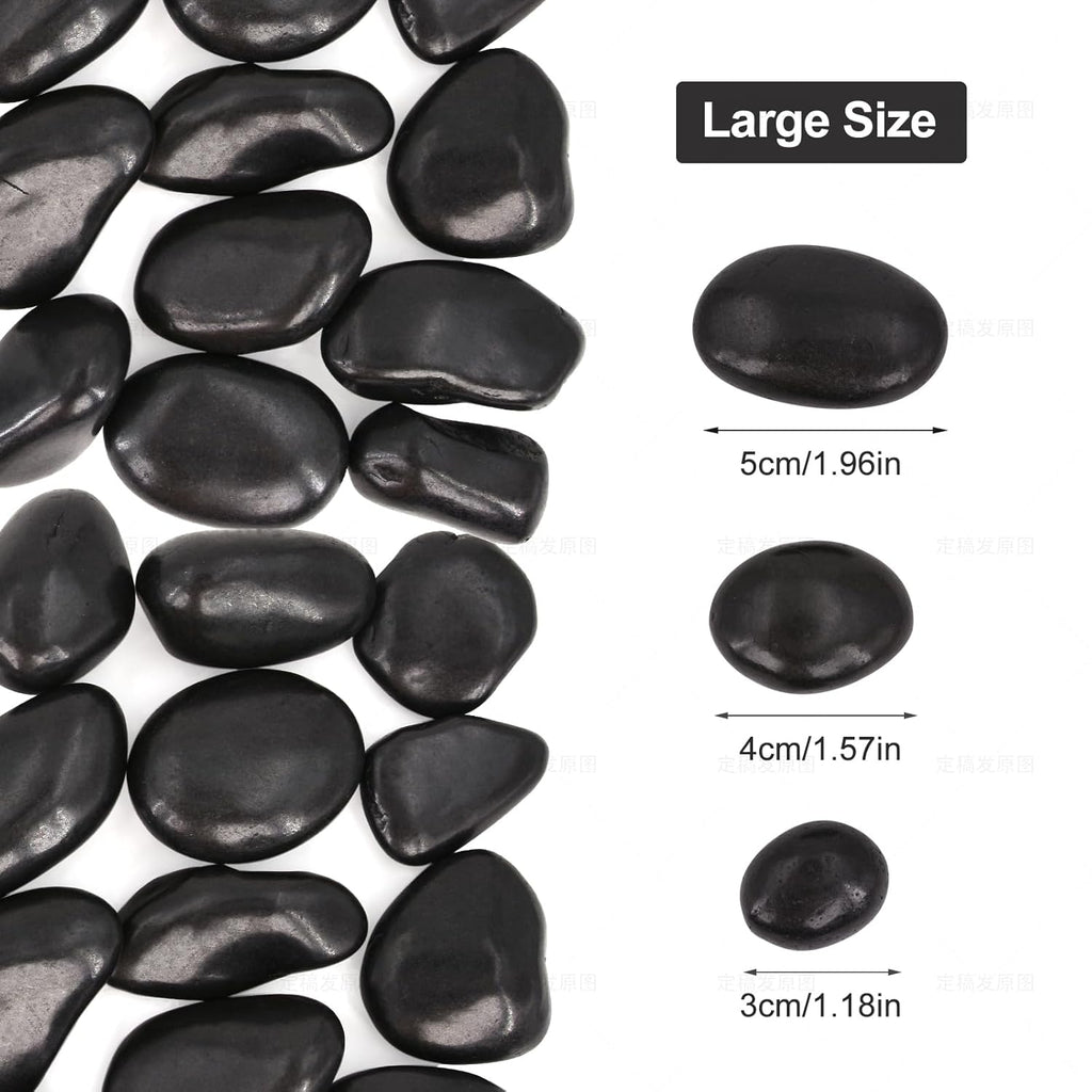10Ib Black River Rocks for Landscaping-Polished Pebbles for Plants-Garden Decorative Stones-1-2 Large Plant Rocks,Ideal for Aquarium, Home Decor