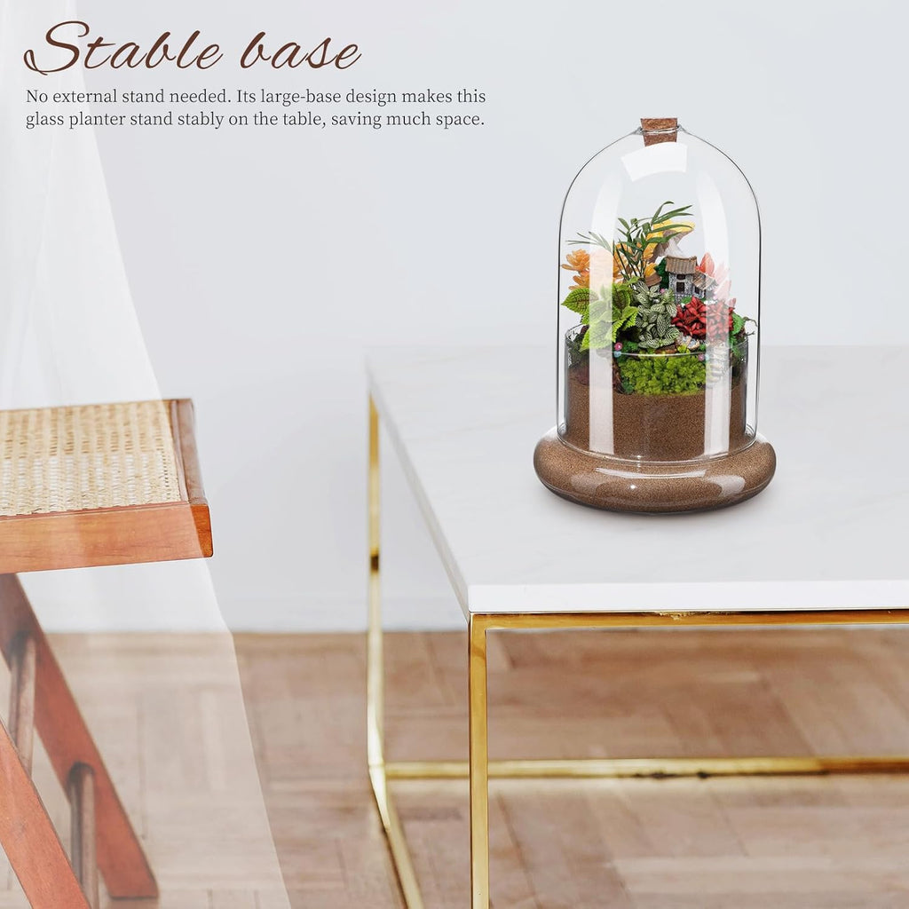 Baluue Glass Terrarium Clear Dome with Air Hole, 8.26 X 5.51 Inches, Plant Terrarium for Home and Office Decor, Transparent Glass Cloche for Moss and Fern