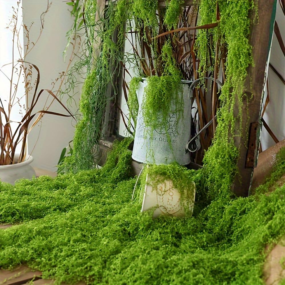 Fake Green Moss for Potted Plants, Artificial Moss, Preserved Moss for DIY Decorating Craft Art Potted Wedding Accessories Fairy Garden Accessories, 1.76oz