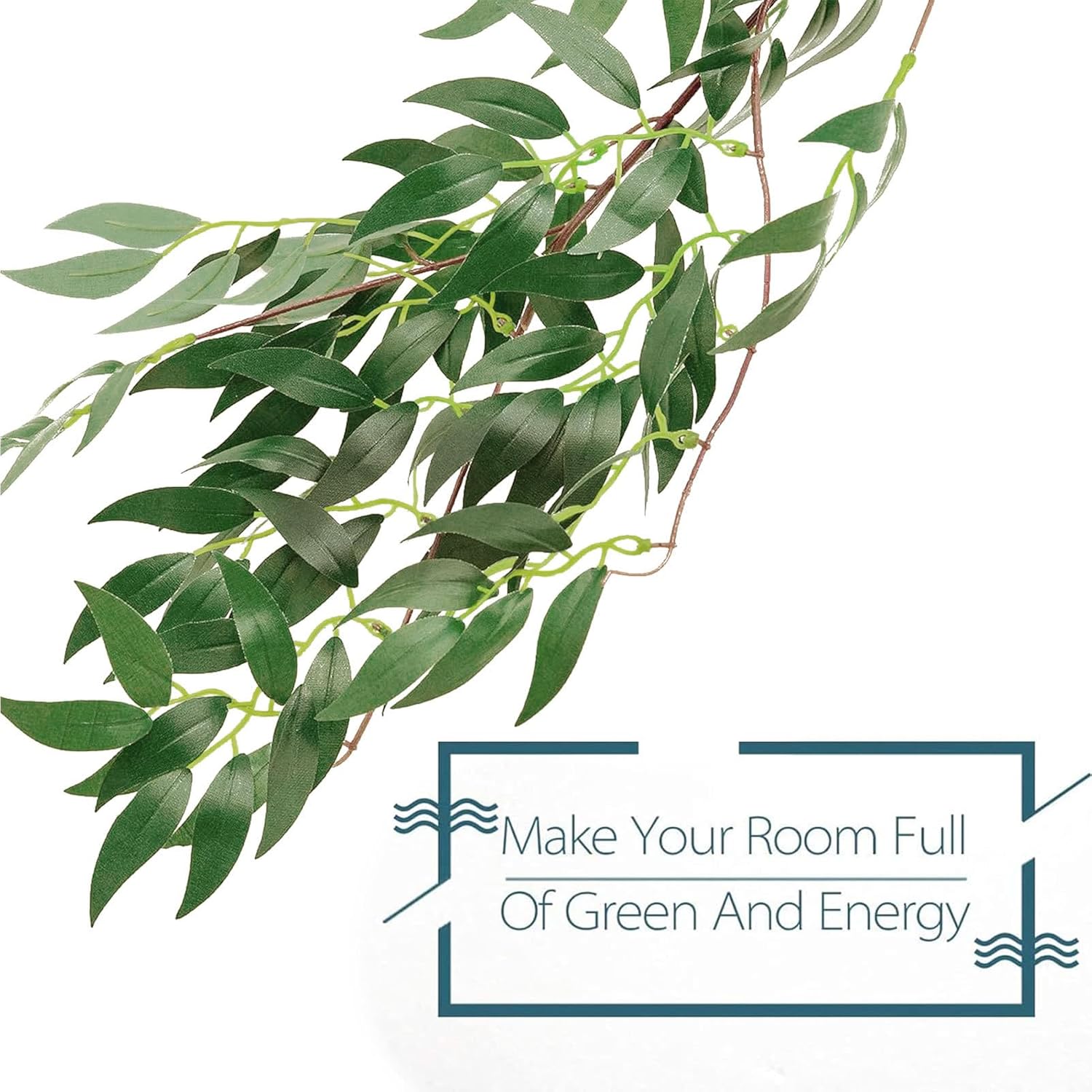 ANPHSIN Fake Vines Greenery Garland - 5 Packs Total 28ft Green Willow Leaf Vine Garland, Artificial Leaves Wall Hanging Decor for Home, Room, Wedding Arch, Centerpieces