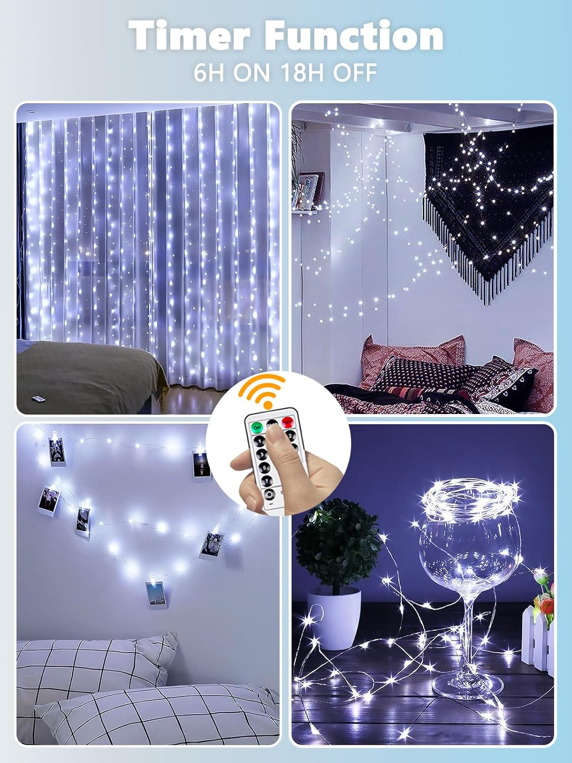 4 Pack Fairy Lights Battery Operated with Remote Control Timer, 26 FT 80 LED String Lights Outdoor Indoor, 8 Mode Twinkle Lights for Christmas Party Wedding Birthday Bedroom Décor (Cool White)