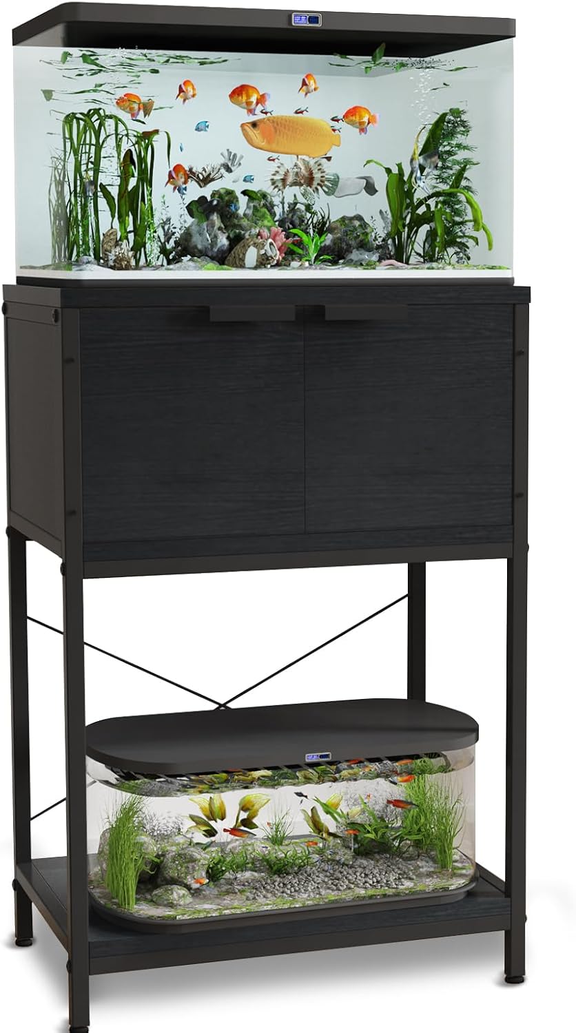 TFK 5-10 Gallon Fish Tank Stand, Aquarium Stand with Cabinet Storage for Aquarium Stand, Cabinet for Fish Tank Accessories Storage, Heavy Duty Tank Stand for Home Office Turtle Reptile Tank Stand