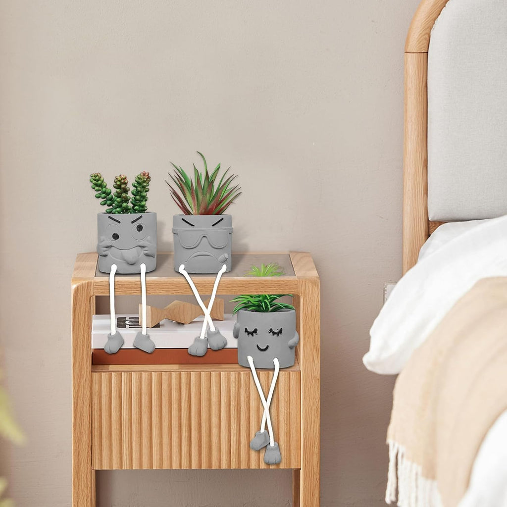 Zerzsy Artificial Succulent Set, Succulents Plants Artificial, Fake Mini Plants in Pots, Faux Plants Kitchen Shelf Desk Decor, Small Bathroom Decor for Shelves (3 PCS Set/B)