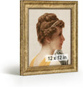 HLiWEGNS Antique Gold 12x12 Frame – Poster Frame with Aged Gold Finish – Picture Frame for 12 x 12 Artwork, Canvas Prints, Puzzles, and Wall Decor