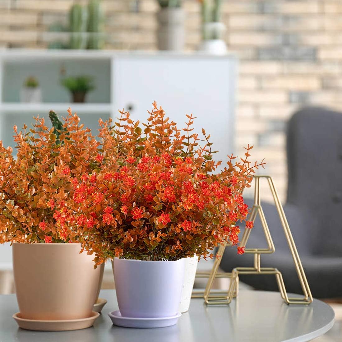 6 Bundles Artificial Grasses Outdoor Fake Grasses for Decoration UV Resistant No Fade Faux Plastic Plants Garden Porch Window Box Décor