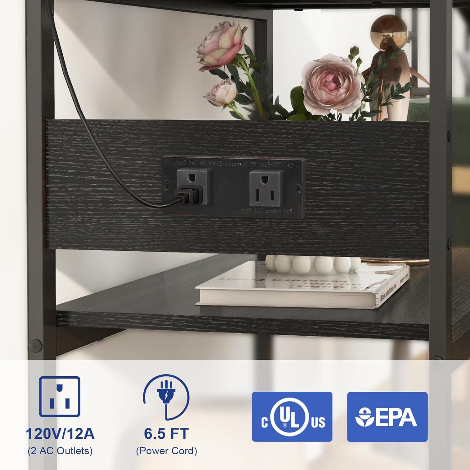 Livofloral 20-29 Gallon Fish Tank Stand with Power Outlets, 3-Tier Metal Aquarium Stand, Breeder Reptile Tank Stand with Shelf for Home Office, 660LBS Capacity, 29.5 x 15.8 x 30.1 inches, Black