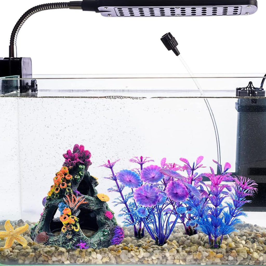 Fish Tank Decoration Set, Aquarium Decor Colorful Coral Mountain x 1pc, Betta Fish Tank Accessories Aquatic Plants x 4pcs，Aquarium Decor Starfish x 1pcs.
