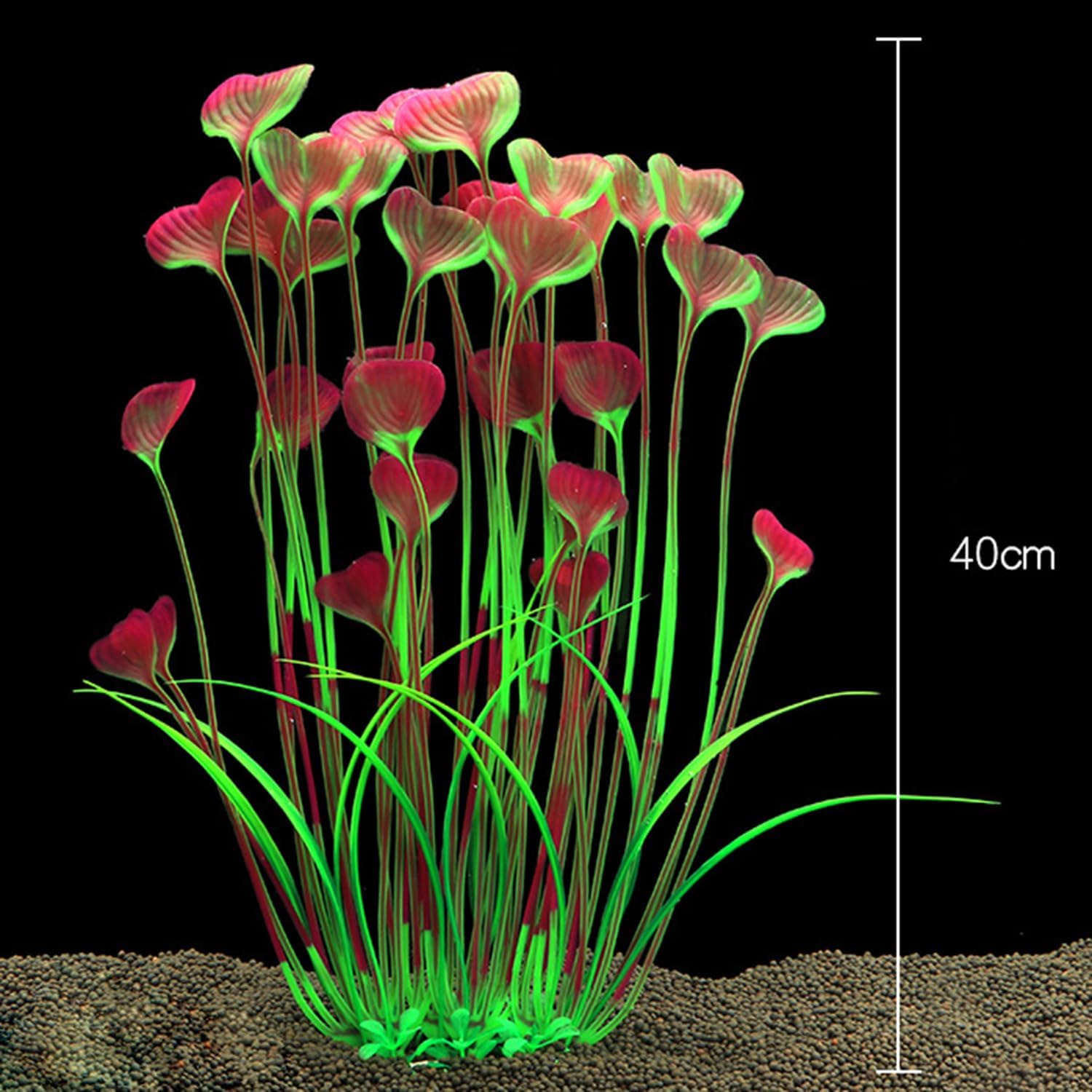 Maxmoral 2PCS 16 Inch Aquarium Artificial Plastic Plant Decorations Ceramic Base Fish Tank Scenery Crafts Pet Supplies
