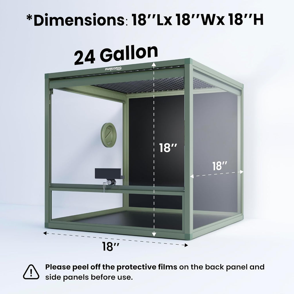 MagicCube 18'' x 18'' x 18'' Reptile Terrarium with Lock, 24 Gallon Reptile Tank with Flip-Up Tempered Glass Door, Top Screen Ventilation for Leopard Gecko, Lizards