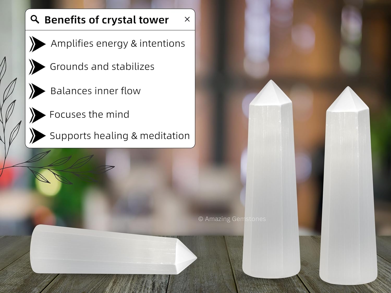 Amazing Gemstone Selenite Crystal Towers - Natural Healing Crystal Point Obelisk for Reiki Healing and Crystal Grid (3 Inch)
