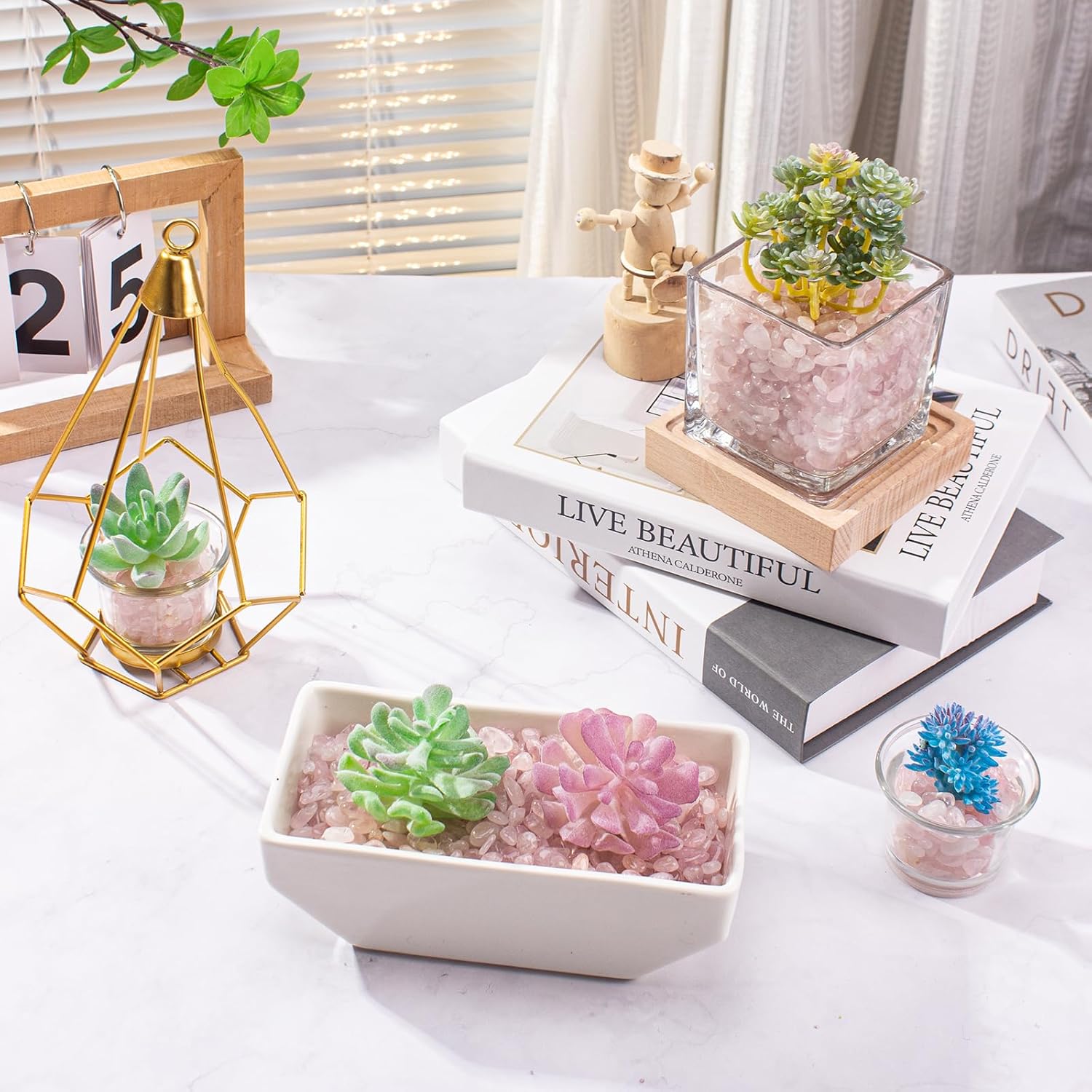 3 Lb Rosy Pink Stones Aquarium Gravel Rocks, Tumbled Chips Crushed Crystal Quartz Healing Stones for Garden|Vase Filler|Fish Turtle Tank Decorations