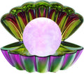 Shell Pearl Beach Themed Night Light, RGB 8 Colors Changing Mood Shell Pearl Lamps, Bedside LED Clamshell Portable Night Lights for Bar (Electroplating Colorful)