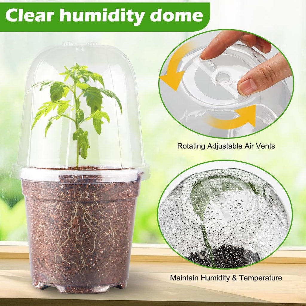6 Inch Clear Humidity Dome, 30 Pcs Adjustable Plant Pot Domes Compatible with 6" Nursery Pots, Reusable Transparent Grow Dome Cover for Seed Starter Pots Outdoor Gardening Plant Growth