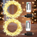 Firecracker Fairy Lights Plug in,2 Pack 20ft 200LEDs Silver Wire Cluster String Lights,8 Modes Remote Twinkle Light for Outdoor Indoor Garden Bedroom Christmas Tree Holiday,Warm White