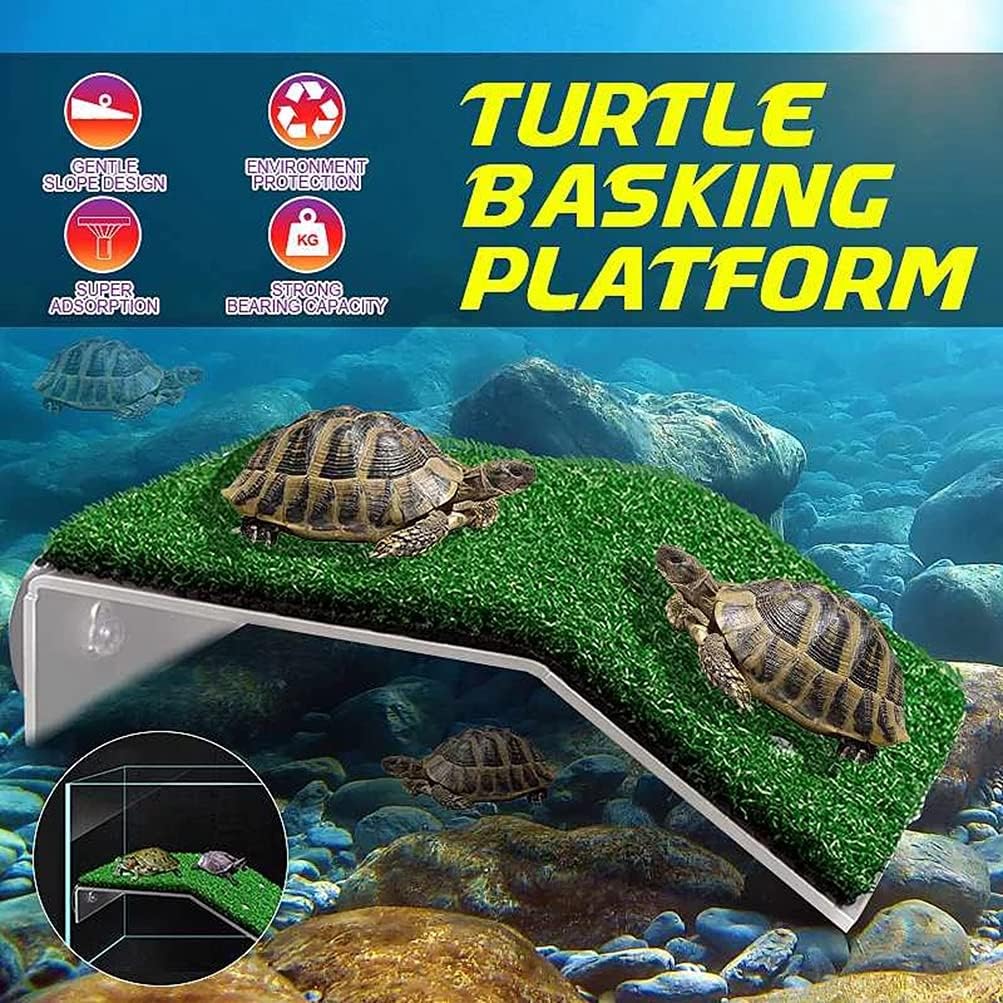 HIERYAN Turtle Basking Platform, Tortoise Ramp Reptile Tank Ladder Resting Terrace, Tortoise Ramp Reptile Ladder Resting Terrace Fish Tank Aquarium Turtle Dock Floating Décor