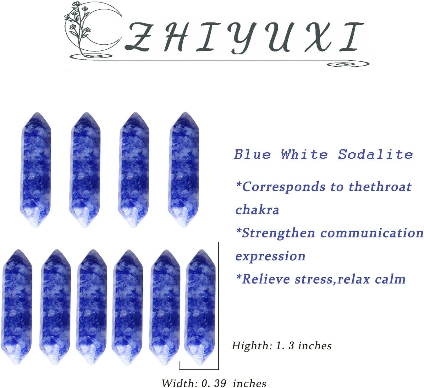ZHIYUXI 20 Pcs Blue White Sodalite Crystal Healing Crystals Bulk Stones and Crystals Blue Stones Gemstone Tumbled Polished Energy Reiki Healing Stones Crystal Wands Meditation Decor Gifts