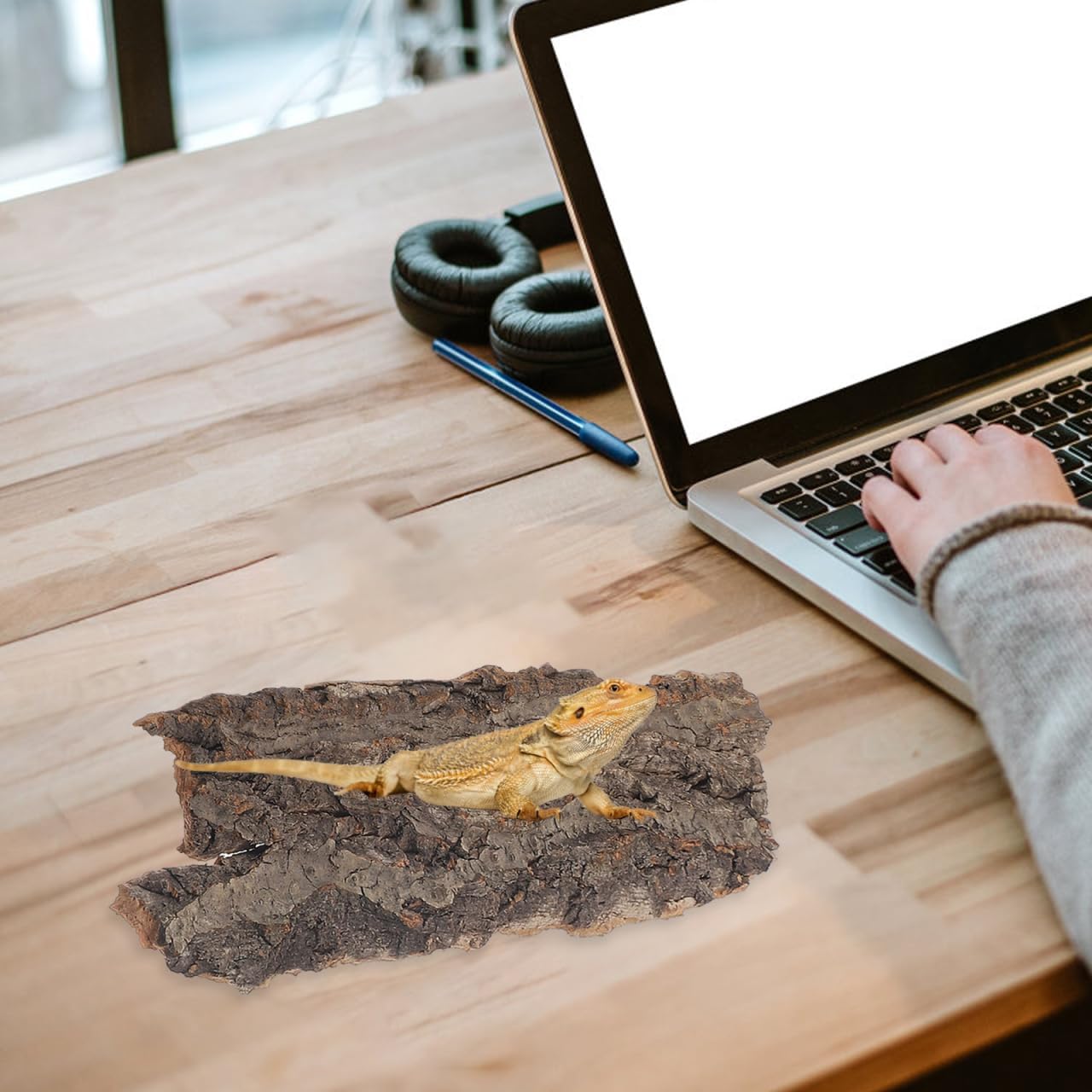 4pcs Reptile Bark Decor Wood, Natural Cork Bark, Bark Cork Hides Water Bark Tube Decor,Reptile Bark Cork Wood Bark Terrarium for Bearded Dragon Lizard Geckos Tortoise Random Shape Random Size Deliver