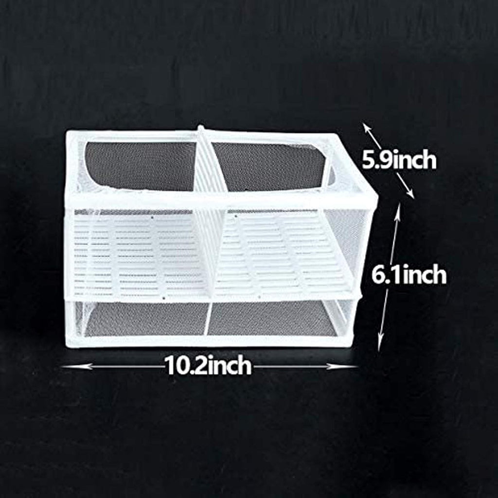 Still Awake Aquarium Fish Breeder Box, Hatching Box, Juvenile Fish Spawning Incubator, Water Isolation Net Hatcher, Nylon Mesh Fish Fry Hatchery Breeder Box Separation Net（White 3 Rooms L）