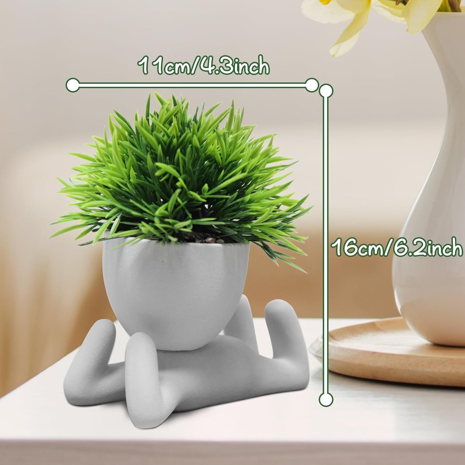 Zerzsy Faux Succulents in Cement Pots Potted Mini Fake Plants for Desk Decoration,Kitchen Shelf Decor, Office Decor for Women, Bathroom Shelf PlantDecor -Set of 1
