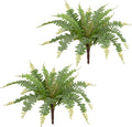 Ferns Artificial Plants 2pcs Faux Ferns for Outdoor Planter Large Fake Ferns Look Real Artificial Ferns with 42 Fronds Hanging Boston Fern Fake Plant Shrubs for Home Farmhouse Garden Porch Decor