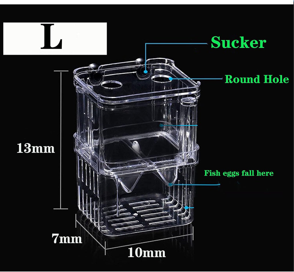 Still Awake Aquarium Fish Breeder Box Plastic Fish Isolation Breeding Box Hatching Incubator Box for Baby Fish Shrimp Clownfish Guppy （L）
