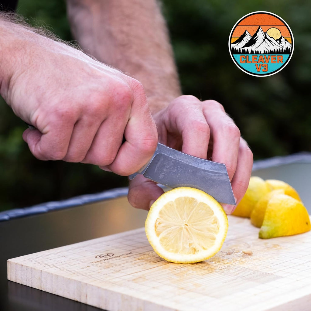 Off-Grid Knives - CLEAVER V3 Folding EDC Knife with Sandvik 14C28N Steel, G10 Scales, Ceramic Bearings, Deep Clip for Left and Right Hand Carry, Drop-Shut Action, Stout Everyday Carry (Coyote)