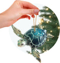 Christmas Ornaments - Home Decor - Unique Nautical Christmas Ornament Hand-Painted Blue Sea Turtle - Best for Tree Hanging, Bathroom Decorations, Stocking Stuffers, Scuba Lovers and Ocean Enthusiasts