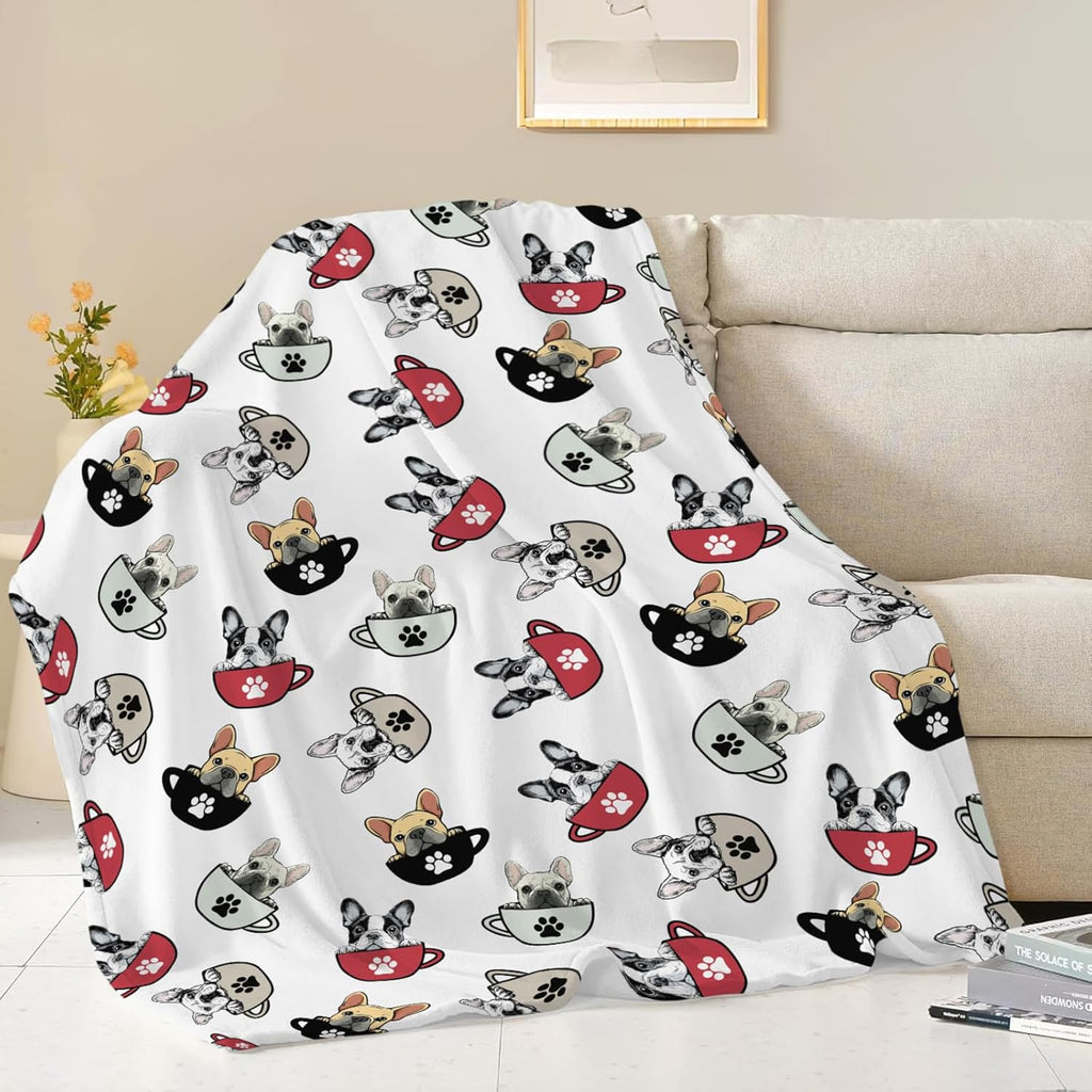 Boston Terrier Throw Blanket French Bulldog Frenchie Puppy Stuff Gifts for Dog Lover Kids Girls Boys Adults Women Men Soft Cozy Warm Plush Fluffy Fuzzy Fleece Blanket Decor 40''X50''