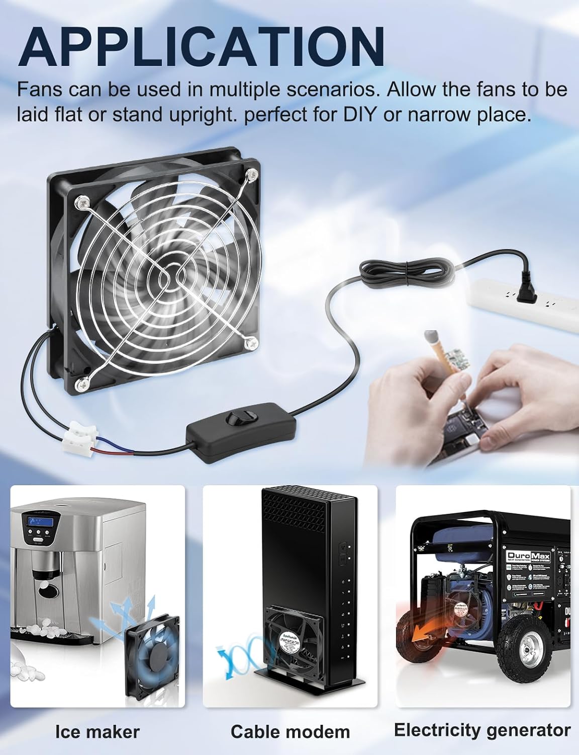 EC Cooling Fan 120mm x 25mm Small Brushless Axial Muffin Fan 110V 115V 120V 220V 240V Dual Ball Bearing for DIY Window PC RV Refrigerator Aquarium Exhaust Cooling